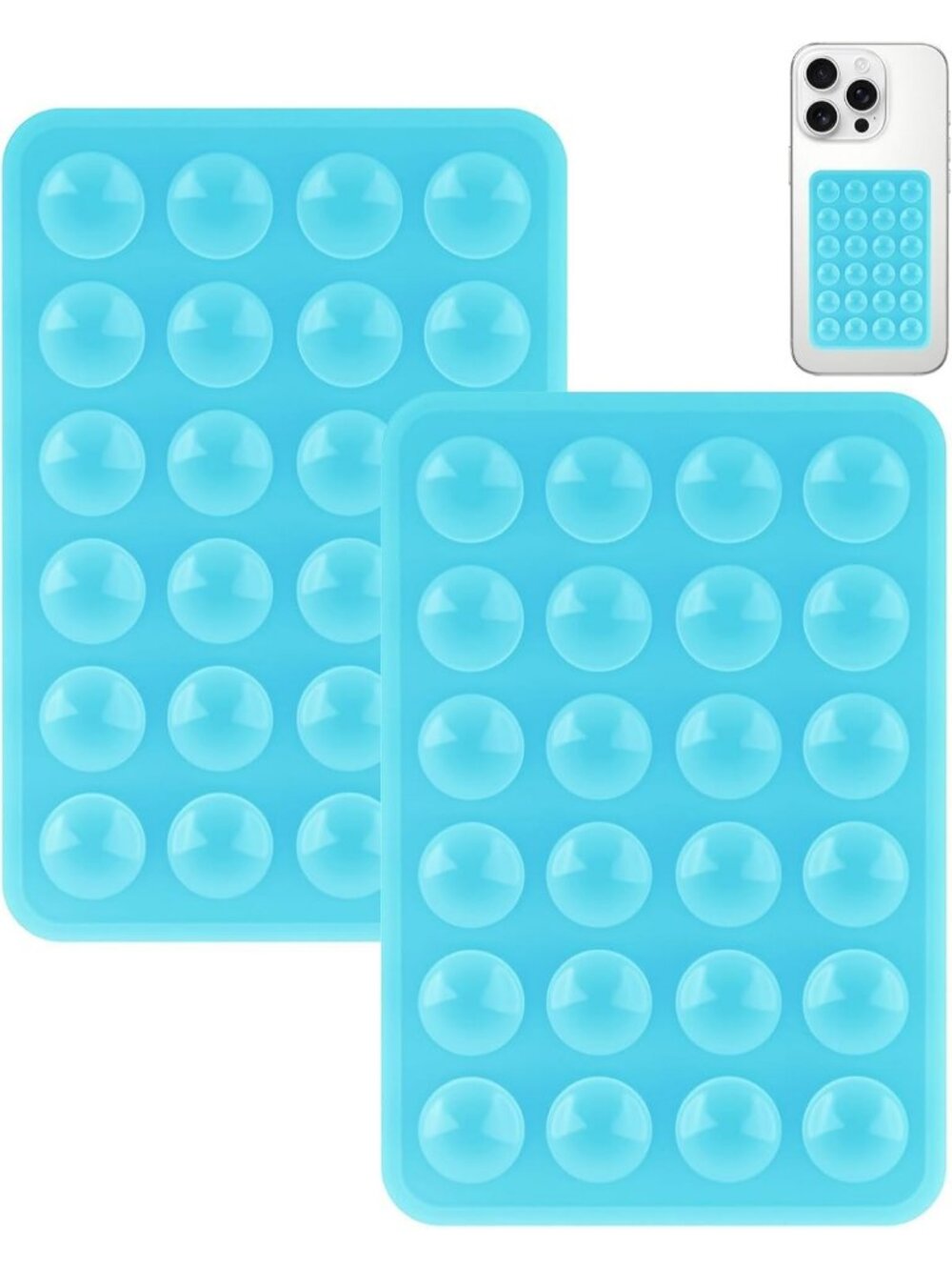2 Pack Sky Blue Silicone Suction Phone Mount Silicon Adhesive Smartphones Case